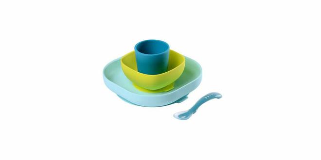 Set vaisselle bébé Béaba en silicone : incassable et aux couleurs vives