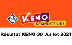 Résultat KENO 30 juillet 2021 tirage FDJ du jour Midi et Soir