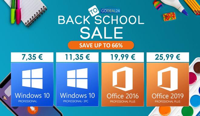 Les promos Godeal24 de la Rentrée Scolaire – Windows 10 à partir de 6 € !