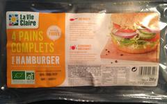 Rappel produit : Pains hamburger complet x4 de marque LA VIE CLAIRE