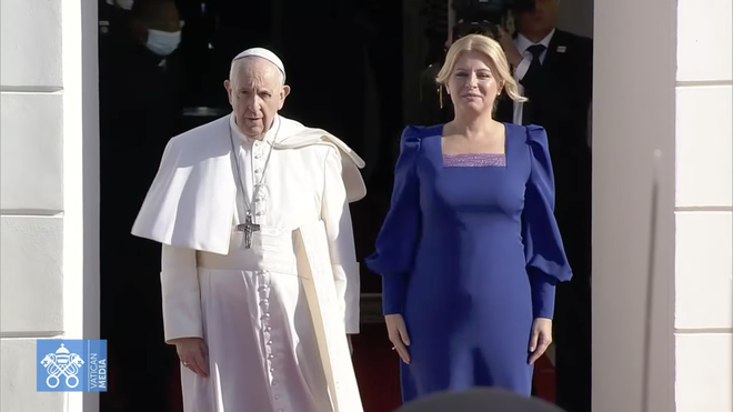 Slovaquie: accueil du pape François par la présidente Zuzana Caputova