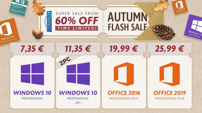 Obtenez Windows 10 à 7,35€ pendant les soldes d'automne de GoDeal24.com