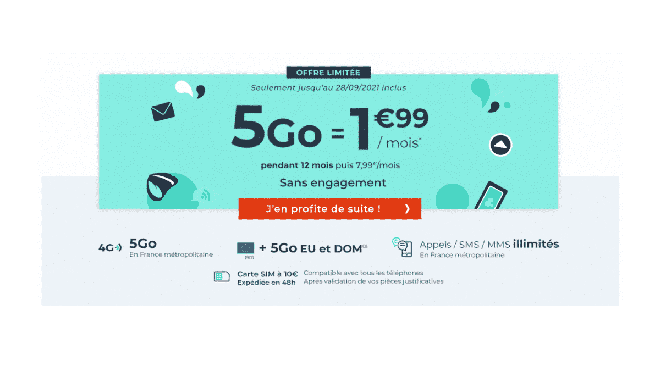 Faites des économies facilement avec ce forfait mobile 5 Go à seulement 2 € par mois