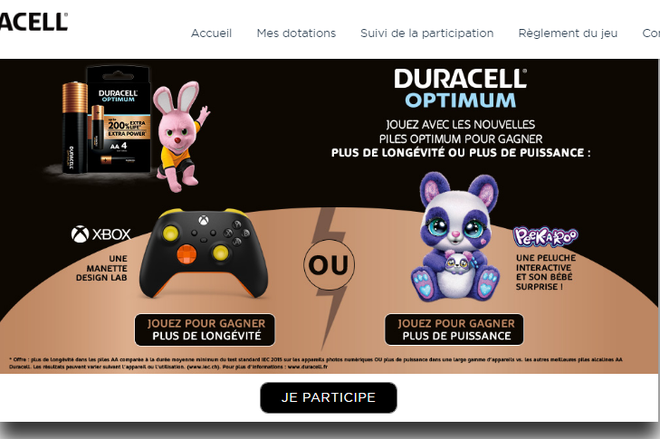 Grand Jeu Duracell Optimum sur jeu-duracell.fr : 100 jouets SpinMAster et des codes Xbox dématérialisés en jeu