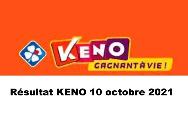Résultat Keno 10 octobre 2021 tirage FDJ du jour Midi et Soir