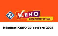 Résultat Keno 20 octobre 2021 tirage FDJ du jour Midi et Soir