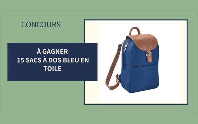 15 sacs à dos bleu en toile offerts