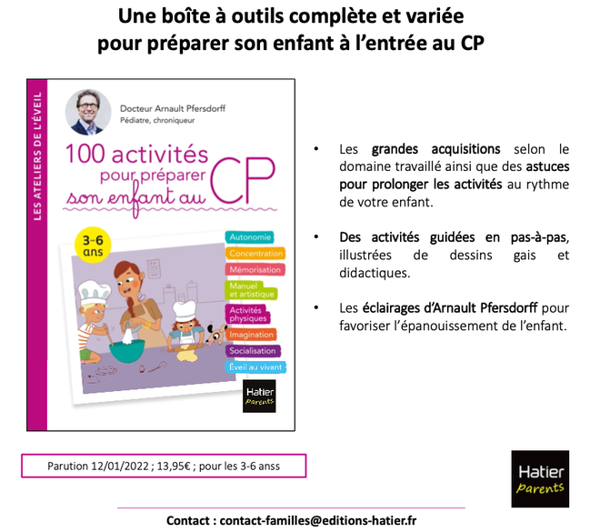 Le nouveau livre du Dr A.Pfersdorff: 100 activités pour préparer son enfant au CP