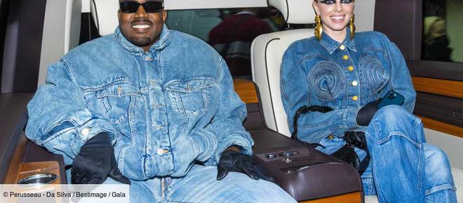 PHOTOS – Défilé Kenzo : Kanye West et Julia Fox font sensation dans un total look en jean assorti et iconique