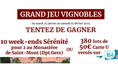 Jeu Vignobles Magasins U sur magasins-u.com : 10 week-ends Sérénité et 380 lots de 50€ Carte U en jeu