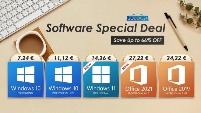 Godeal24 : Windows à partir de 7.24 €, Office 2021 à prix spécial !