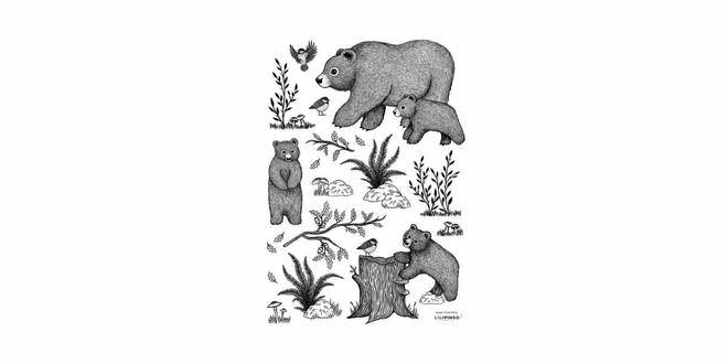 Sticker chambre bébé Lilipinso les ours : ambiance bucolique