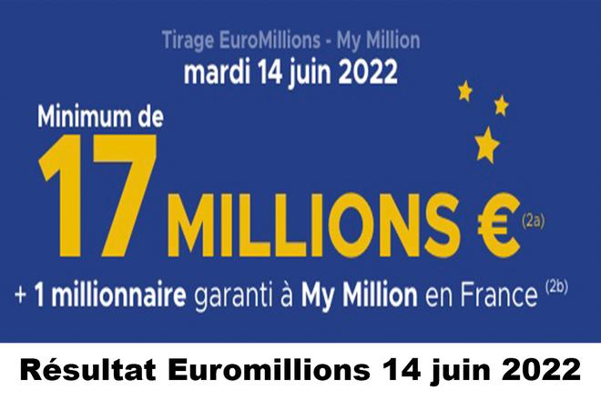 Résultat Euromillions et My Million du 14 juin 2022 et grille des gains