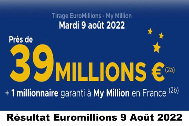Résultat Euromillions et My Million du 9 août 2022 et grille des gains [En Ligne]