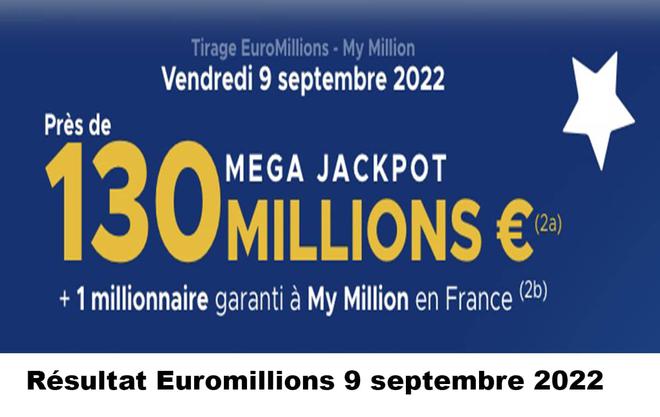 Résultat Euromillions 9 septembre 2022 tirage FDJ Midi et Soir