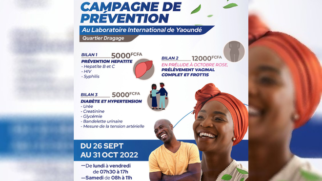 Bilans médicaux en promo au Laboratoire International de Yaoundé jusqu’au 31 octobre ‘22