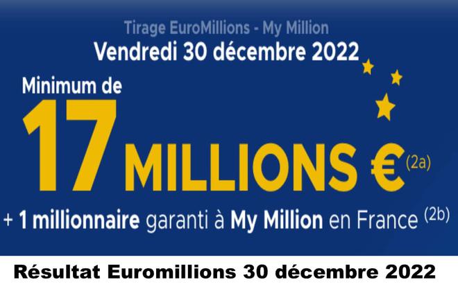 Résultat Euromillions 30 décembre 2022 tirage FDJ Midi et Soir [En Ligne]