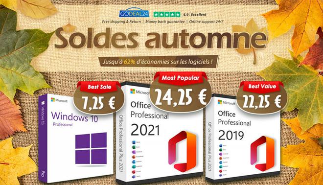 Mettez à niveau votre PC avec Windows 11 Pro et Microsoft Office Pro 2021 à partir de 10€ sur Godeal24