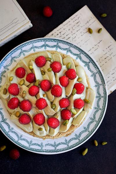 Tarte financier pistache framboise (sans gluten)