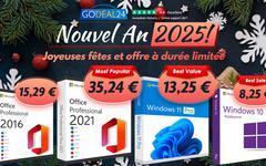 Commencez l’année 2025 en beauté avec Microsoft Office et Windows 11 dès 10€ durant les promos du Nouvel An de Godeal24 !