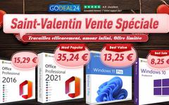 Pour la Saint Valentin, faîtes plaisir à votre chéri(e) avec Microsoft Office et Windows 11 dispo dès 10€ chez Godeal24