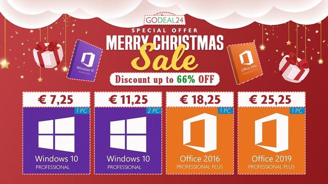 Vente de Noël : Windows 10 Pro à 7,25€ et Office 2019 Pro à 25,25€ !
