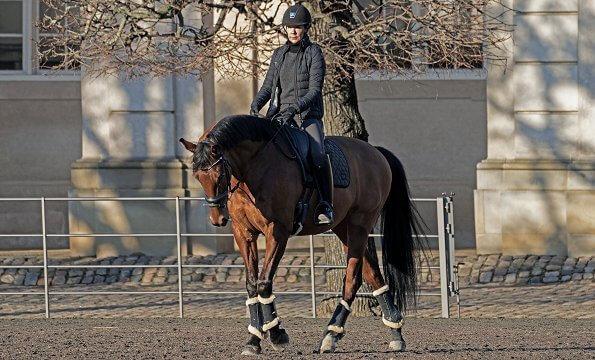 Crown Princess Mary was spotted riding a horse at Christiansborg Arena