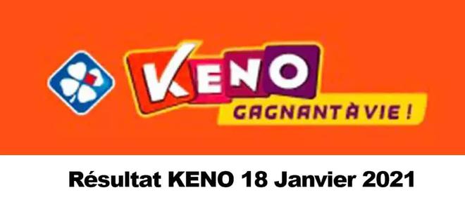 Résultat KENO 18 Janvier 2021 tirage FDJ midi et soir