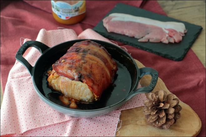 Rôti de porc au bacon et miel