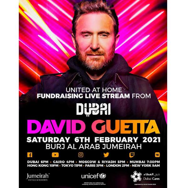 David Guetta en concert sur l’héliport de Burj Al Arab Jumeirah le 6 février 2021