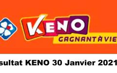 Résultat KENO 30 Janvier 2021 tirage FDJ midi et soir