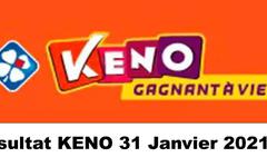 Résultat KENO 31 Janvier 2021 tirage FDJ midi et soir