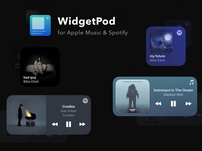 WidgetPod affiche un lecteur pour Apple Music et Spotify dans un widget