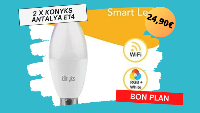 Pack de 2 ampoules connectées Konyks Antalya E14 Max Easy à 24,90€ seulement !