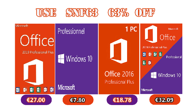 N'hésitez pas : Windows 10 Pro à 7.81 €, Office 2016 Pro à 18.78 € !
