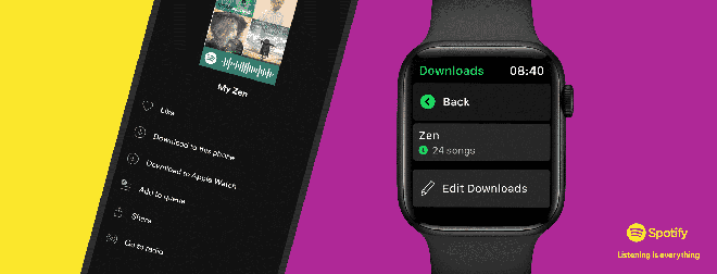 Spotify permet de télécharger de la musique sur l’Apple Watch