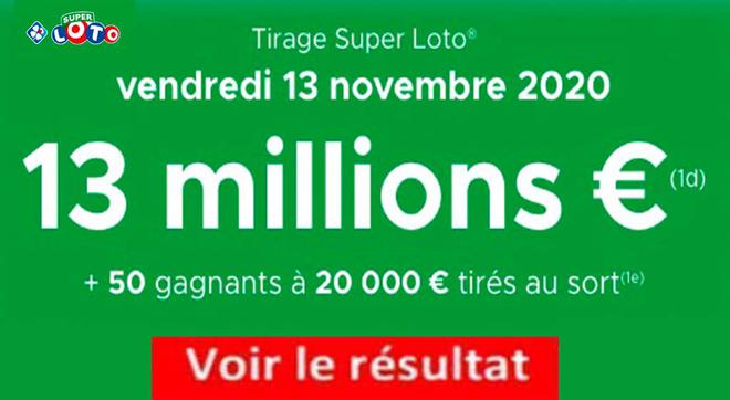 Résultat SUPER LOTO 13 Novembre 2020 tirage FDJ Joker+ et codes loto gagnants