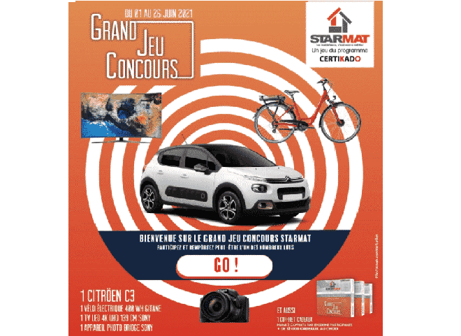 Grand Jeu Concours StartMat sur grandjeustarmat.fr : 1 Citroën C3 et d’autres lots à gagner