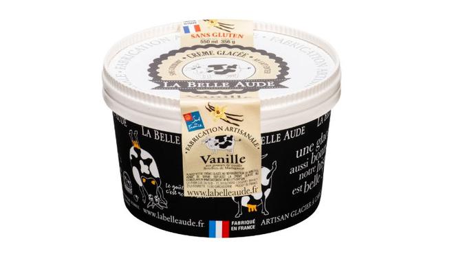 Rappel produit : Crème Glacée Vanille aux gousses de Vanille Bourbon de Madagascar 550 ml de marque LA BELLE AUDE