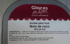 Rappel produit : Sorbet plein fruit Noix de coco 2,5L / 1,625 kg de marque Glaces de Lyon