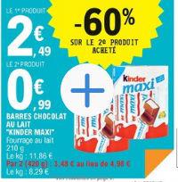 Le prix des barre chocolatées Kinder Maxi s’écroule sur Leclerc